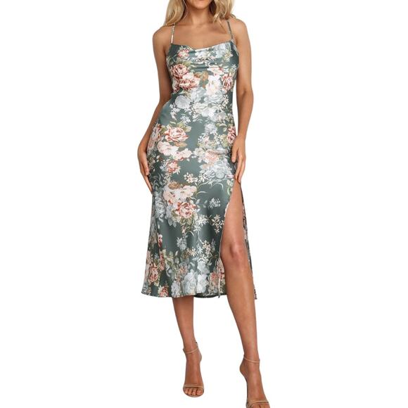 NWOT Petal & Pup Marea Floral Tie Back Satin Midi Dress size 10 - Picture 3 of 11